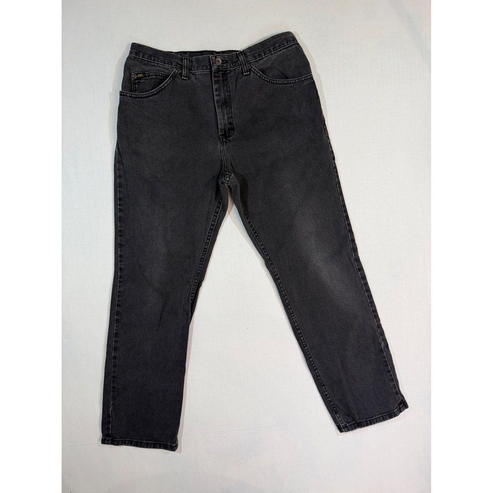 Vintage 1990s Lee Jeans Mens 34 Faded Black Straight Leg Denim Pants Retro